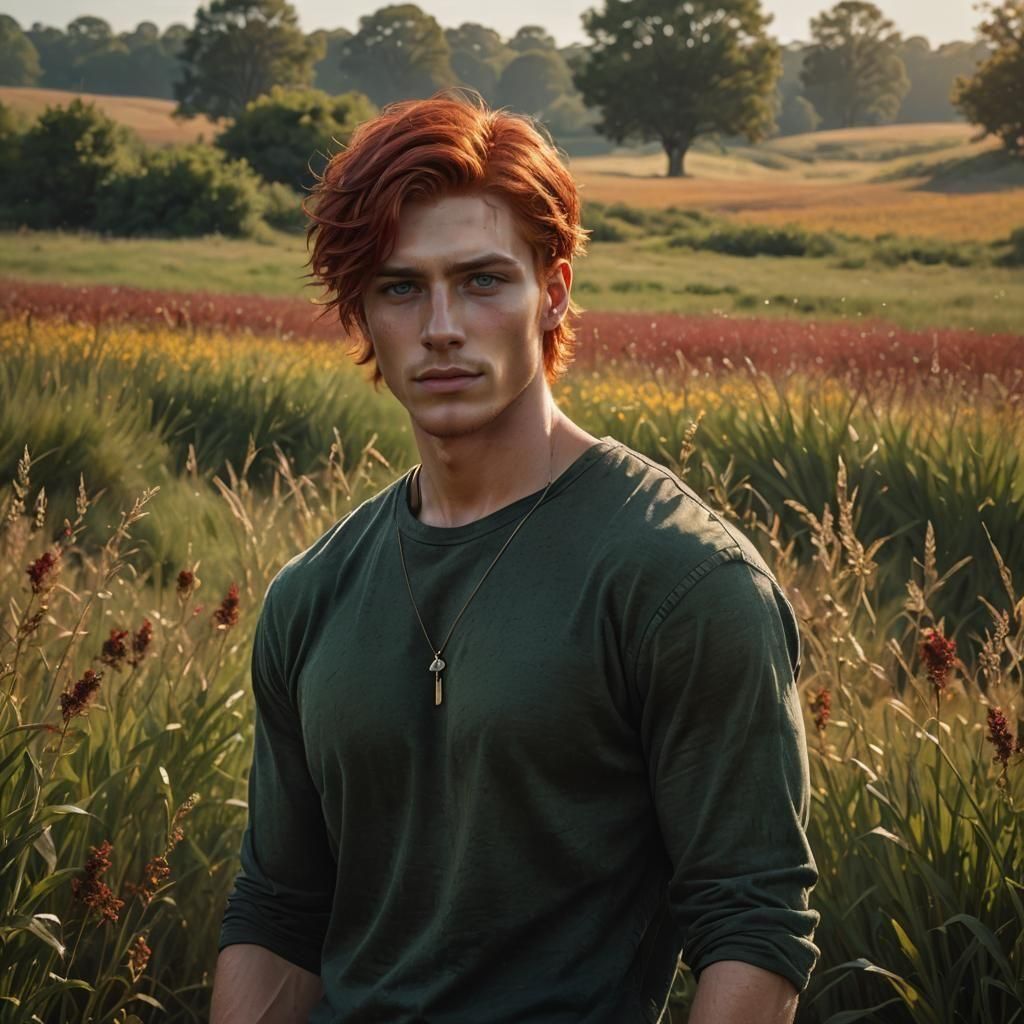 Handsome Redhead Portrait in a Realistic Style