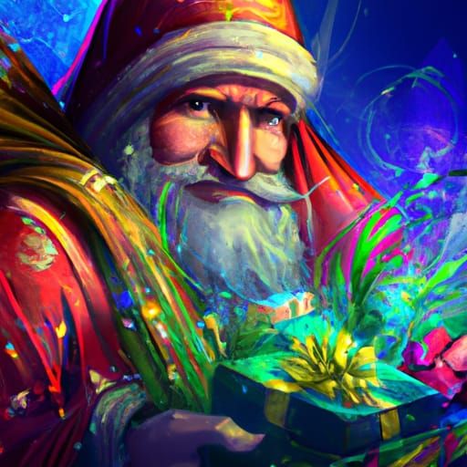 Santa Delivers Gifts: Hyperdetailed Digital Portrait