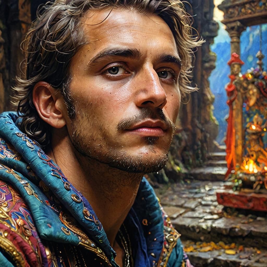 Fascinating Young Man in Art Nouveau Style