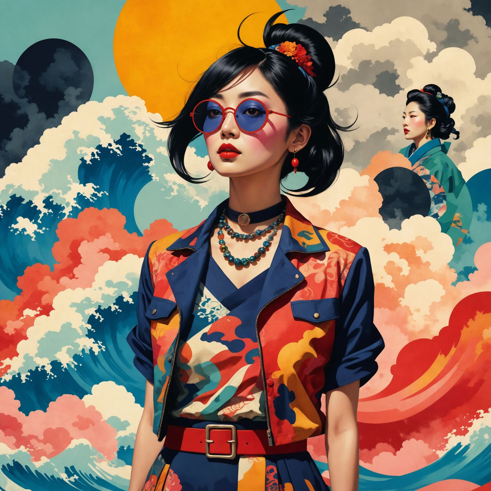 Modern Japanese Woman in Eclectic Punk Style