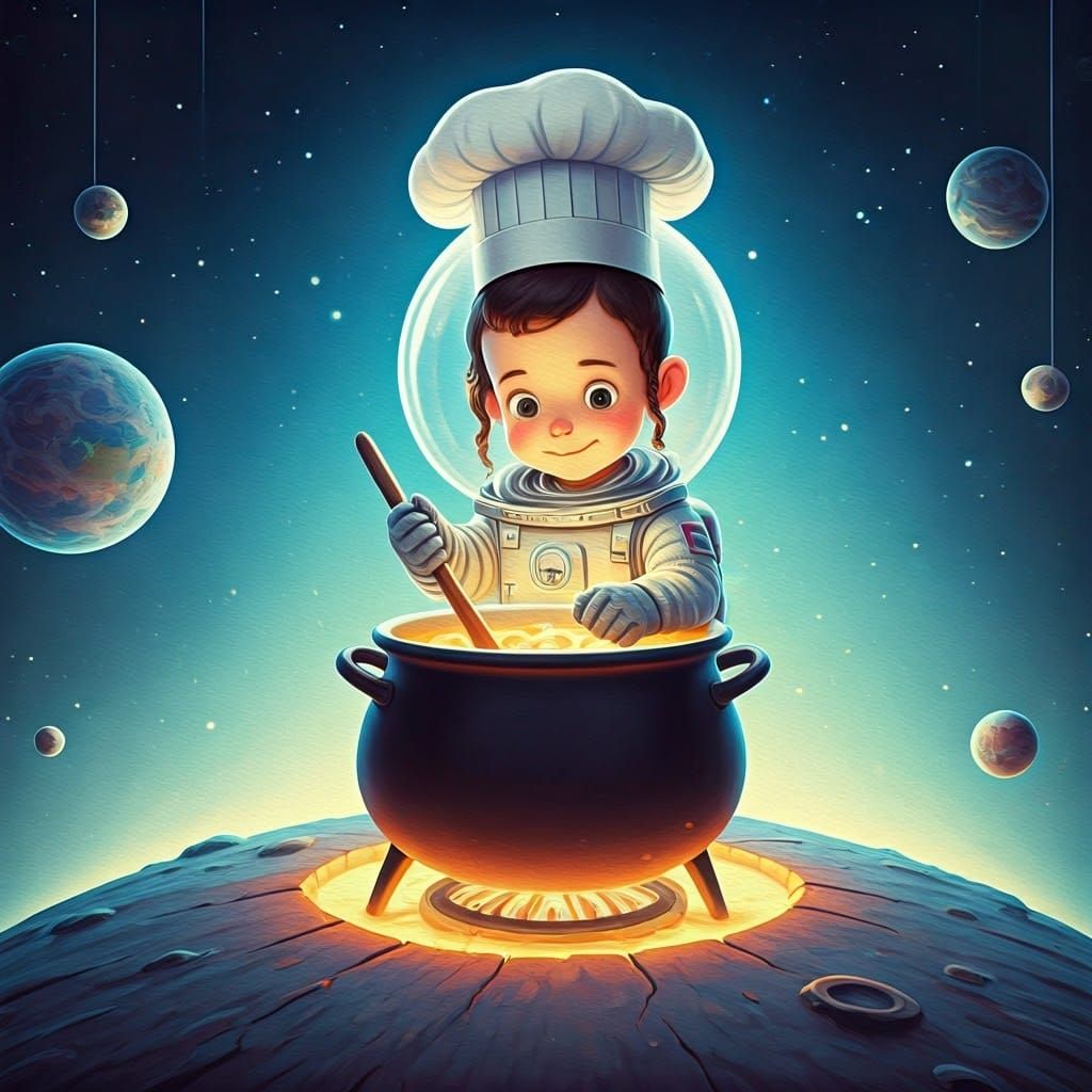 Ultra-Orthodox Space Chef in Whimsical Watercolor