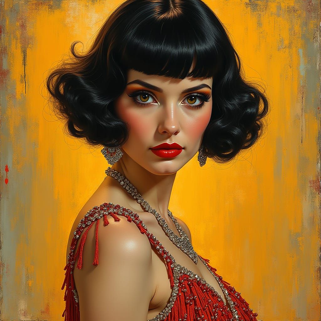 Glamorous Art Deco Flapper in a Dazzling Beaded Gown