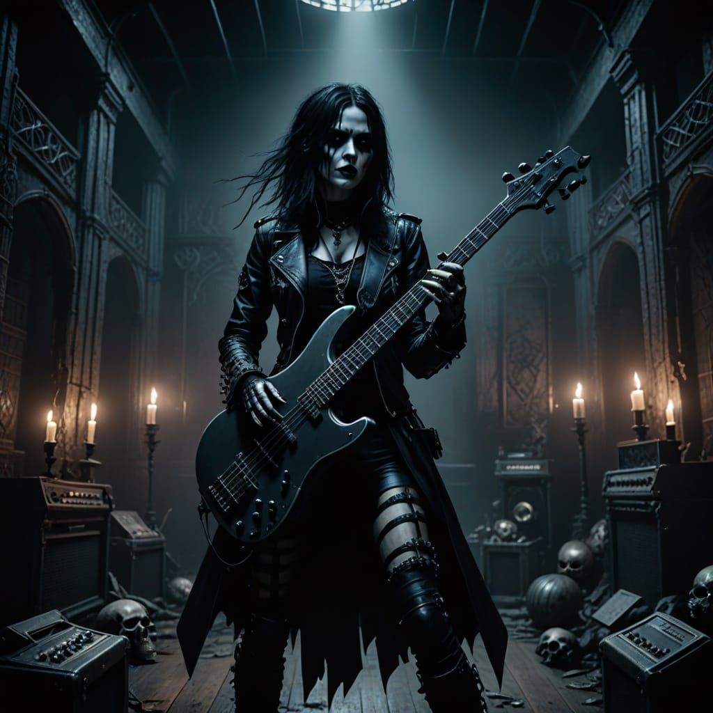 Gothic Metal Siren Shredding on Stage