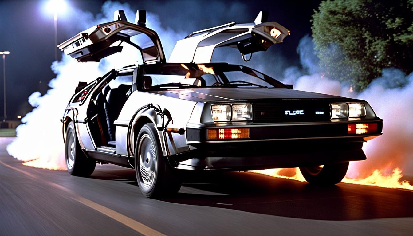 DeLorean Time Machine in 1985: Cinematic Screencap