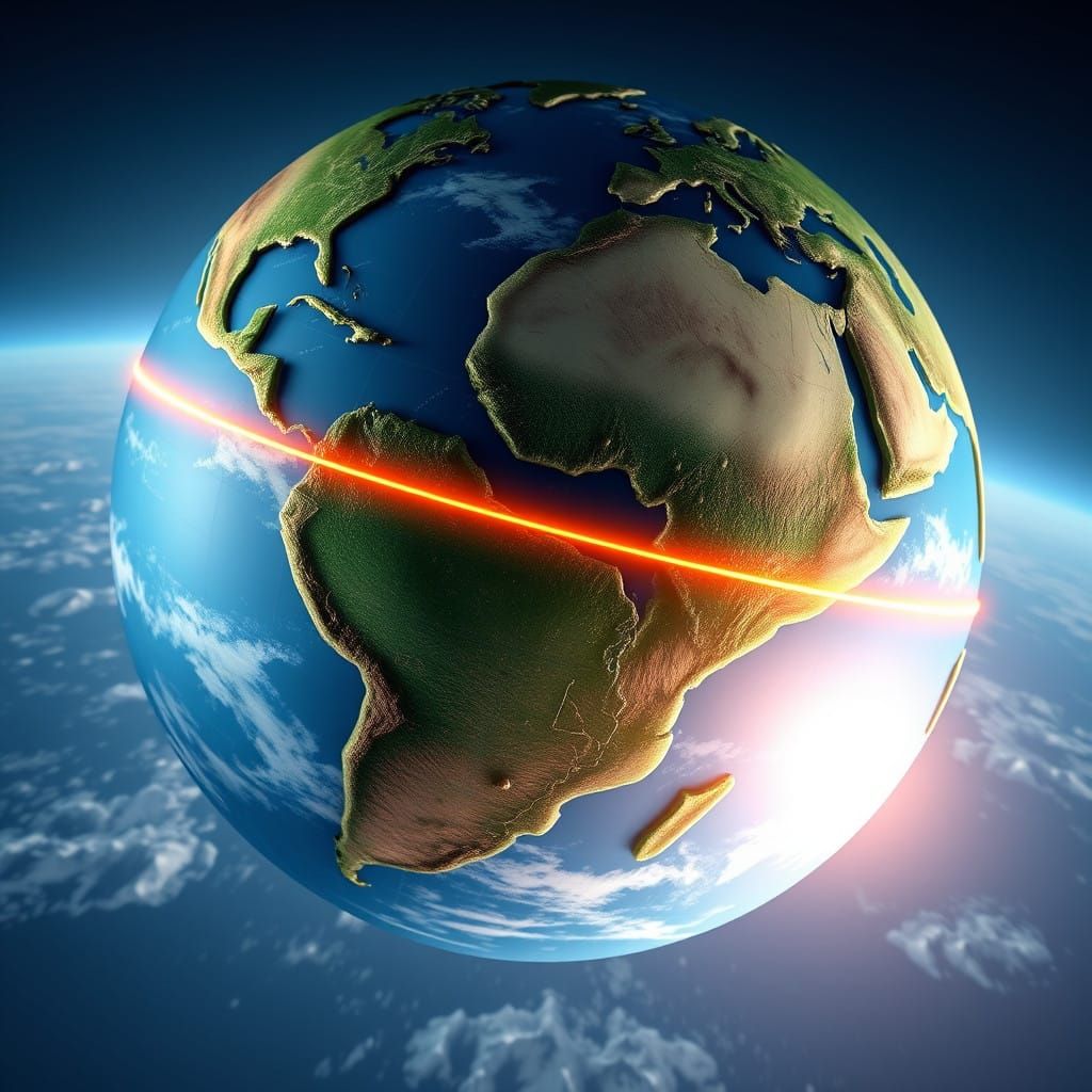 Realistic 3D Globe in Vibrant, High-Tech Style