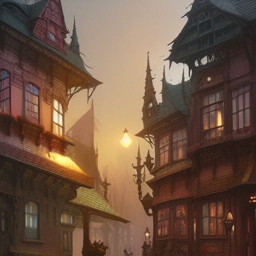 Detailed Victorian Village Render in Digital 3D