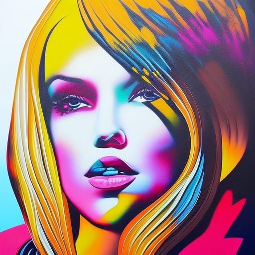 Polychromatic Graffiti Art of a Blonde Woman