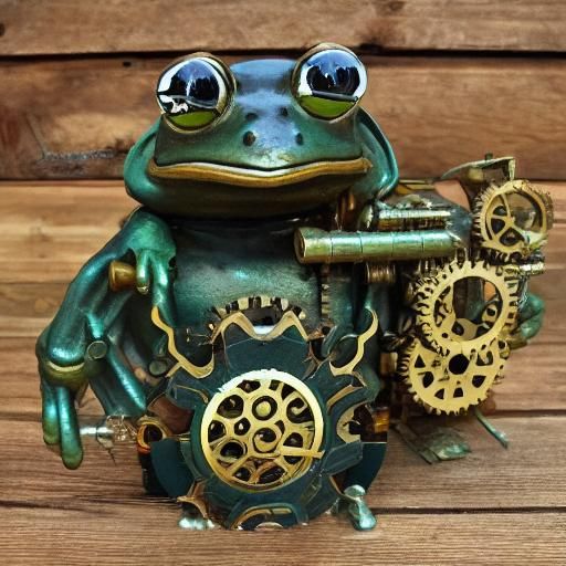 Steampunk Mechanical Frog Tinkerer Engine