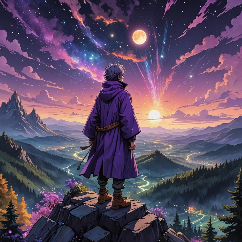 Howl on Mountain, Astral Cosmic Illustration