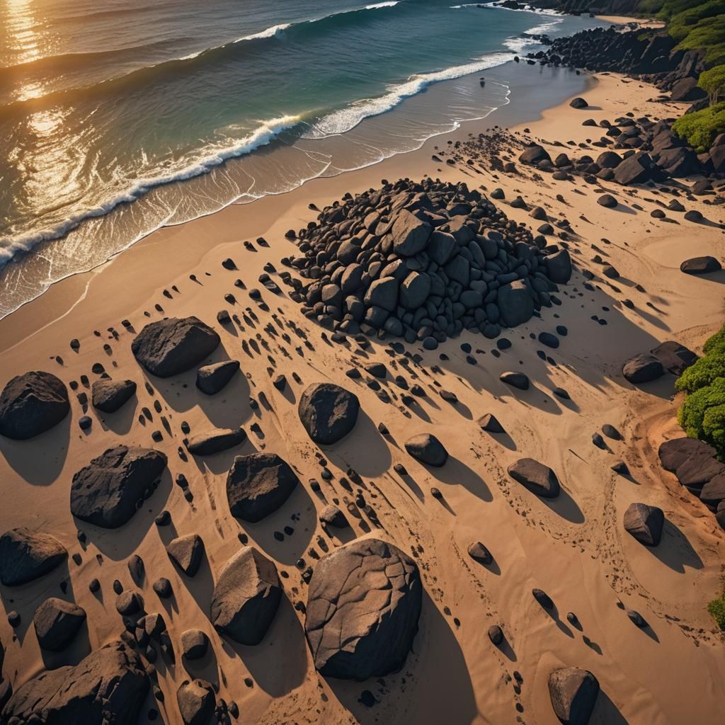 Flying Rocks Over Hawaii: Hyperrealistic Aerial View