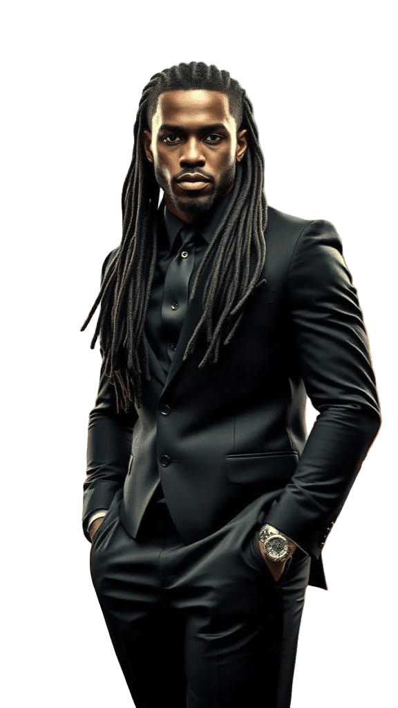 A Handsome Black Businessman Amidst the New York City Skylin...