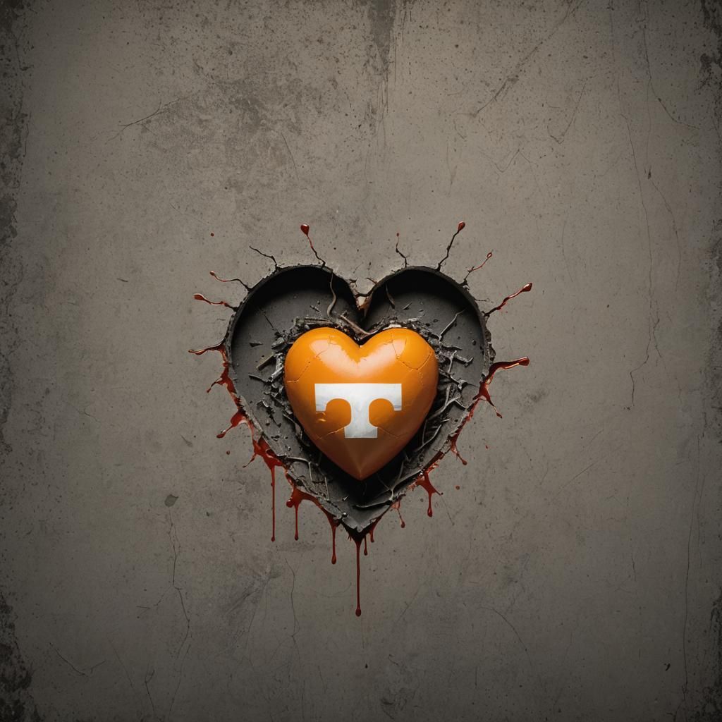 Bleeding Heart with Tennessee Vols Logo: Hyperrealistic Imag...