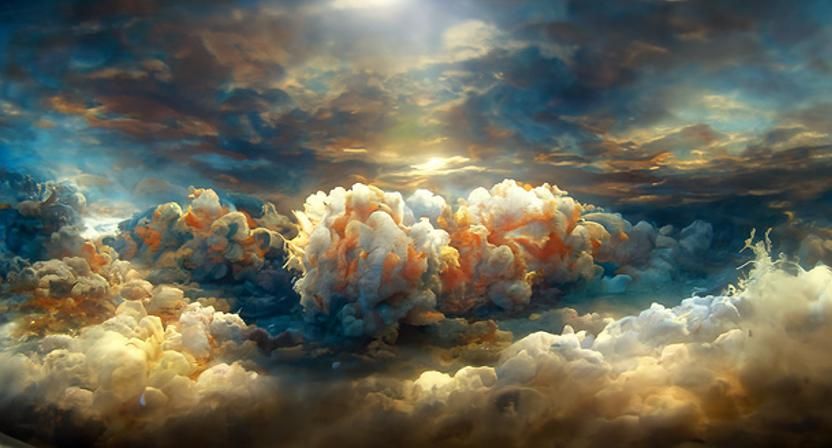 Epic Cloudscape with Approaching Thunderstorm in Tonalism St...