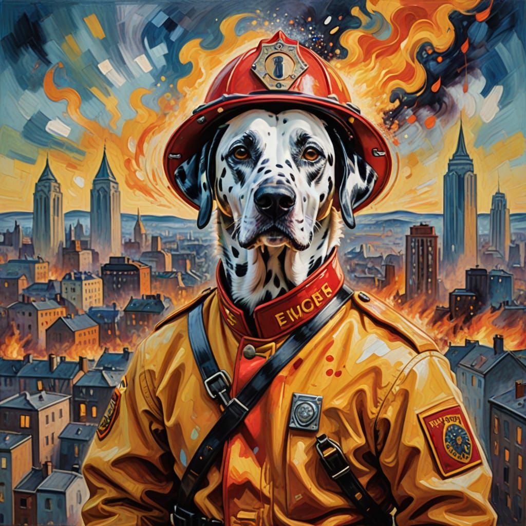 Dalmatian Dog Pride in Firefighter Gear