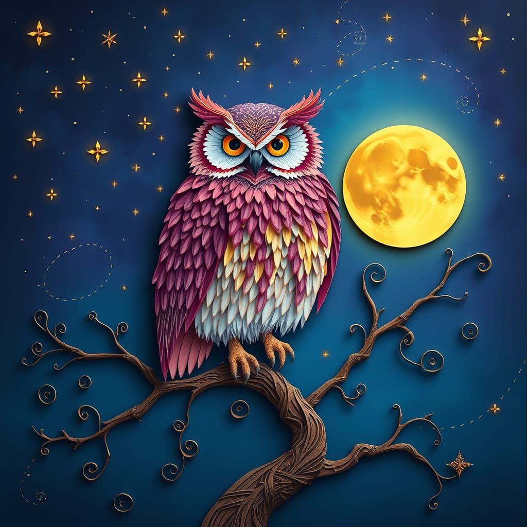 Regal Owl in Celestial Splendor