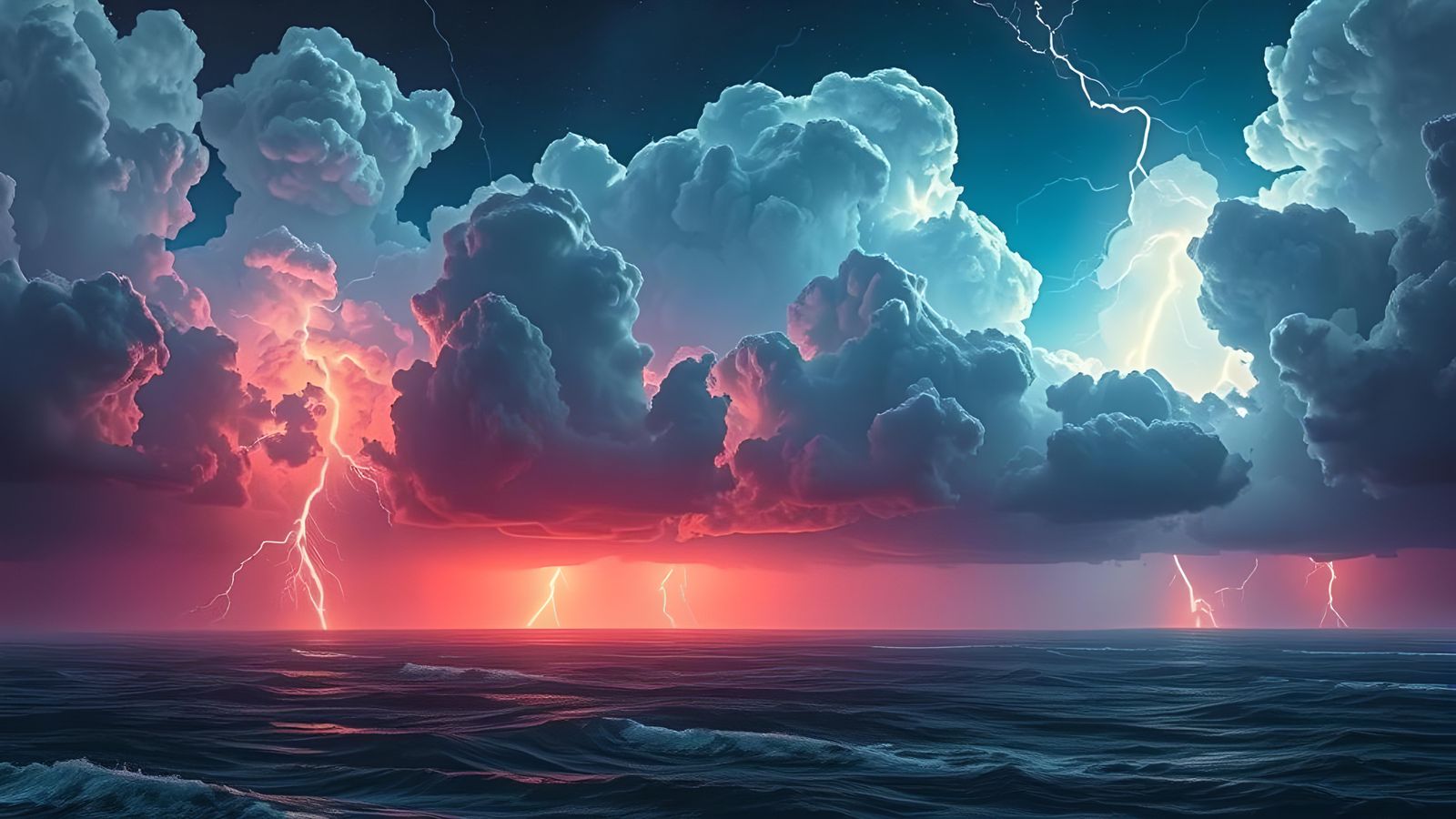 Epic Neon Lightning Storm on Alien Planet