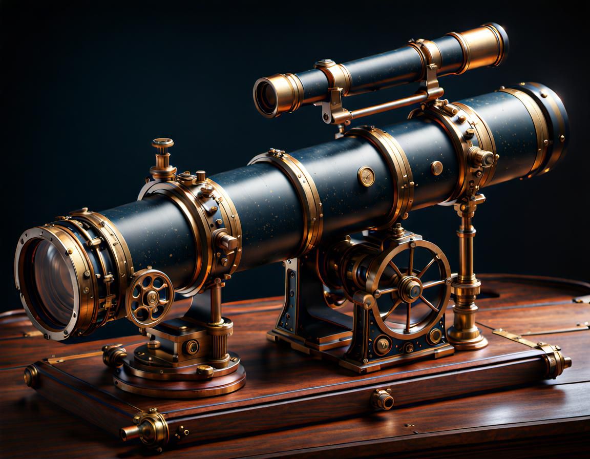 Disassembled Antique Telescope in Detailed 3D Rendering