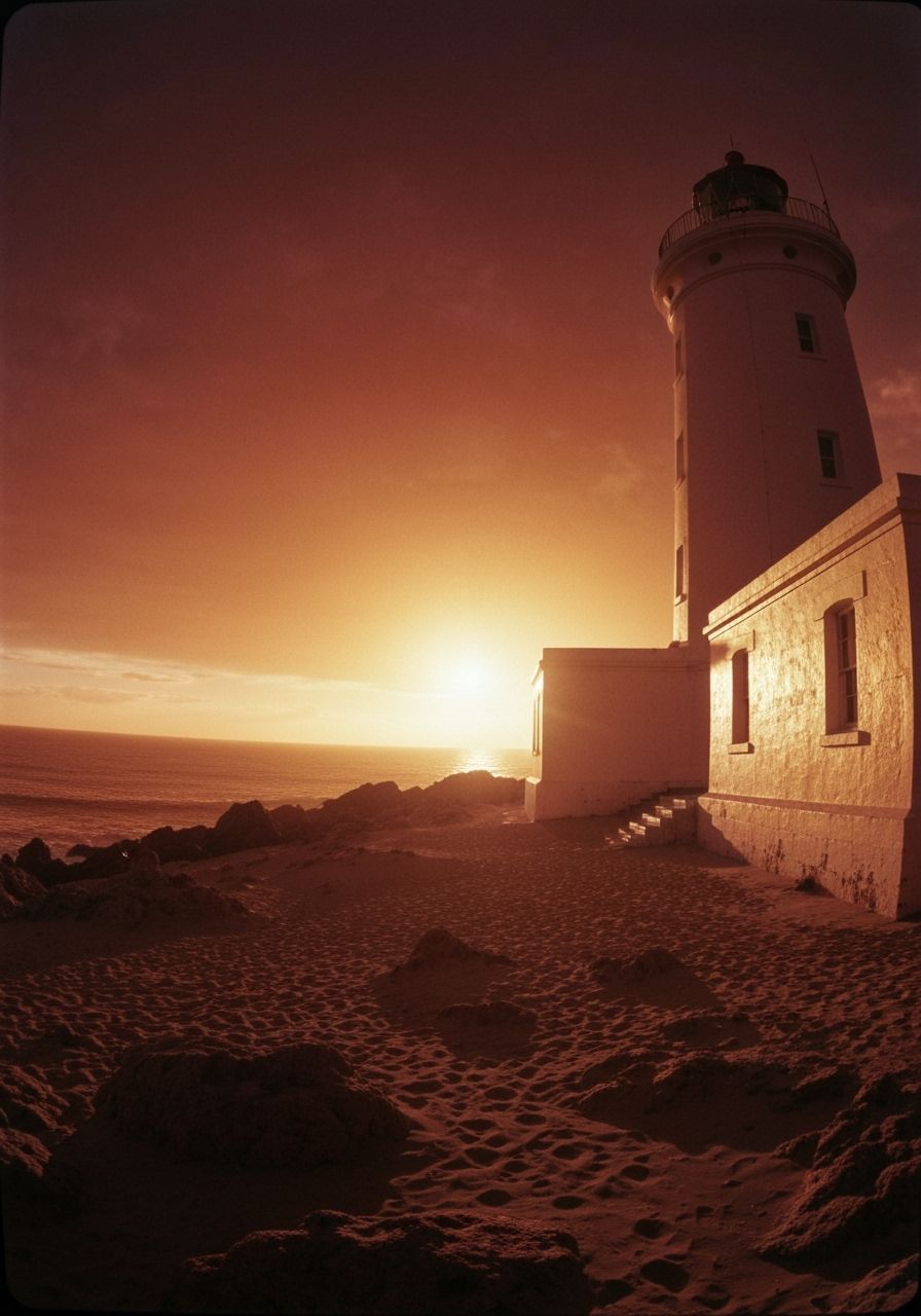 Lighthouse Sunset in Lomography Style