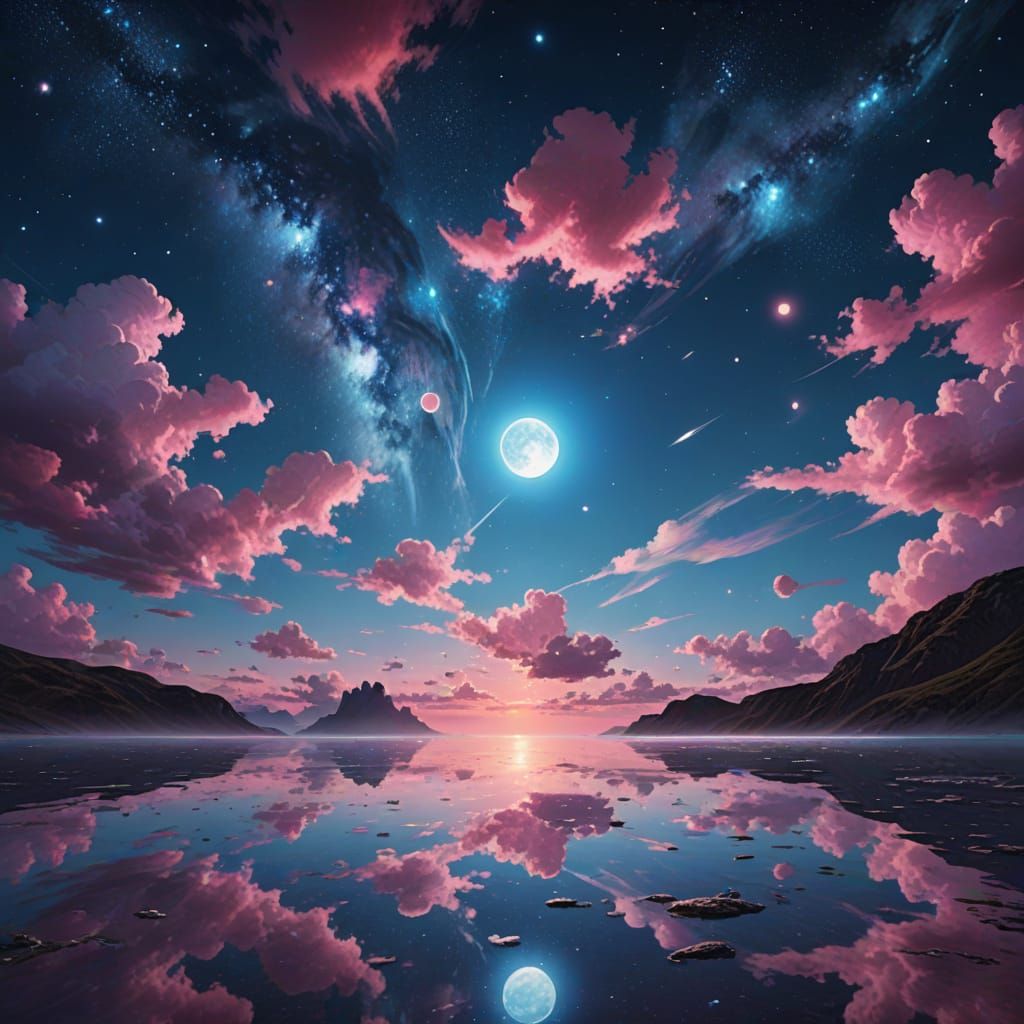 Ethereal Cosmic Horizon in Vibrant Digital Art
