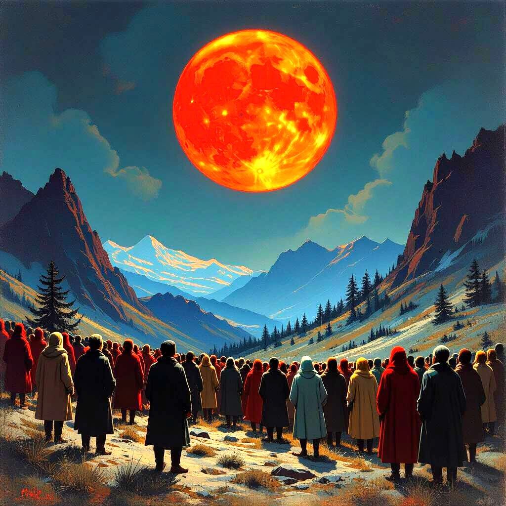Eerie Red Moon Over Mountains Inspires Fear