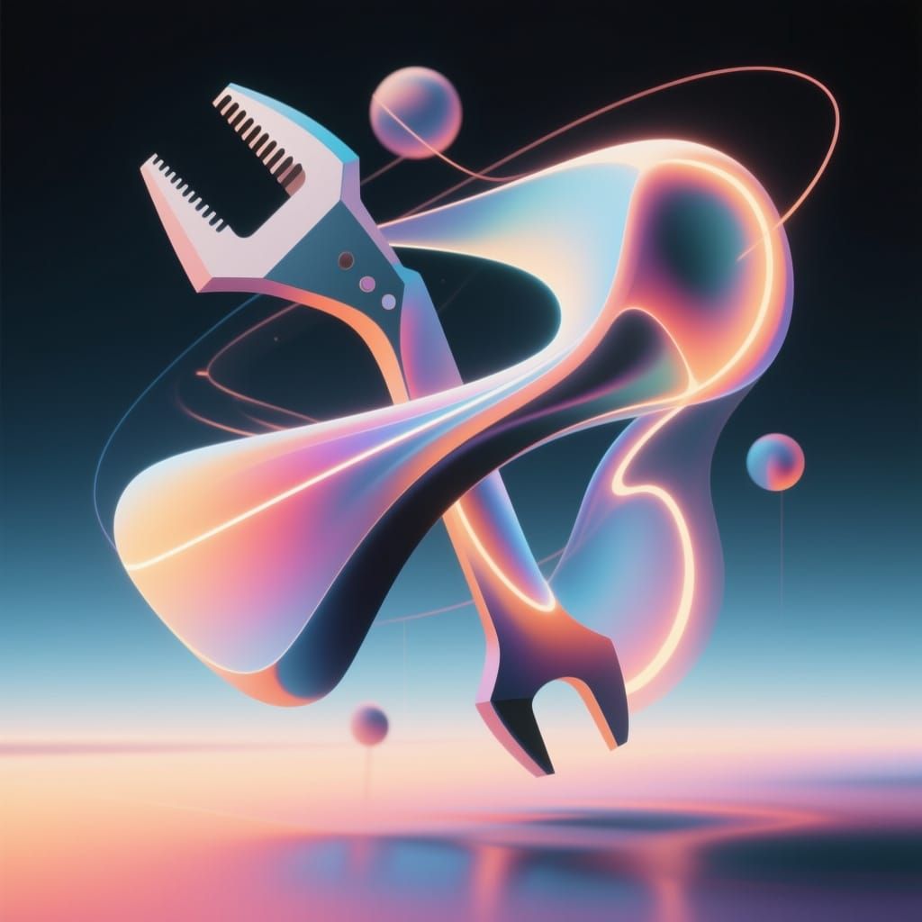 Abstract Tool of Impossible Geometry and Flowing Light