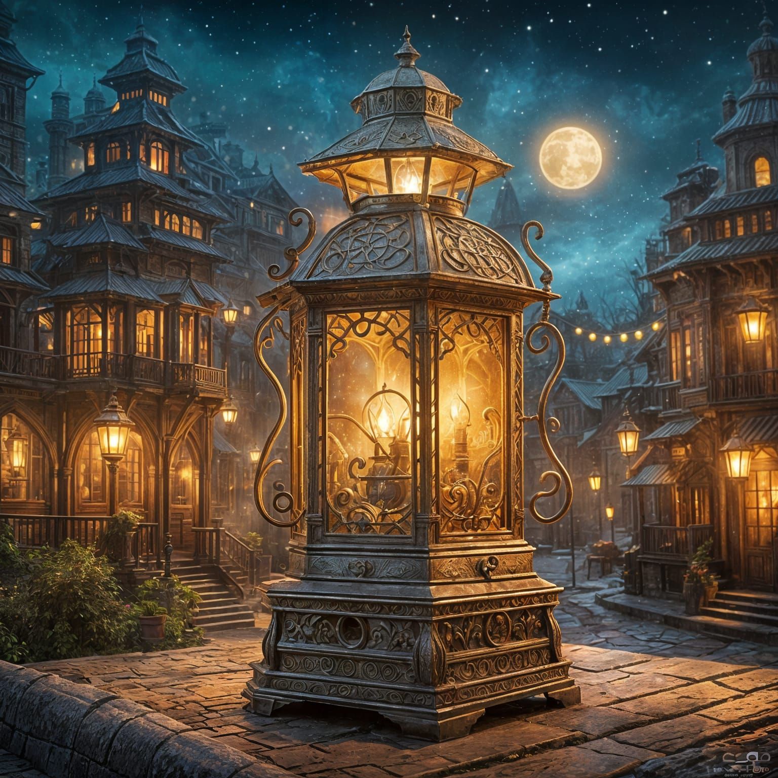 Miniature World in Antique Lantern: Magical Realism