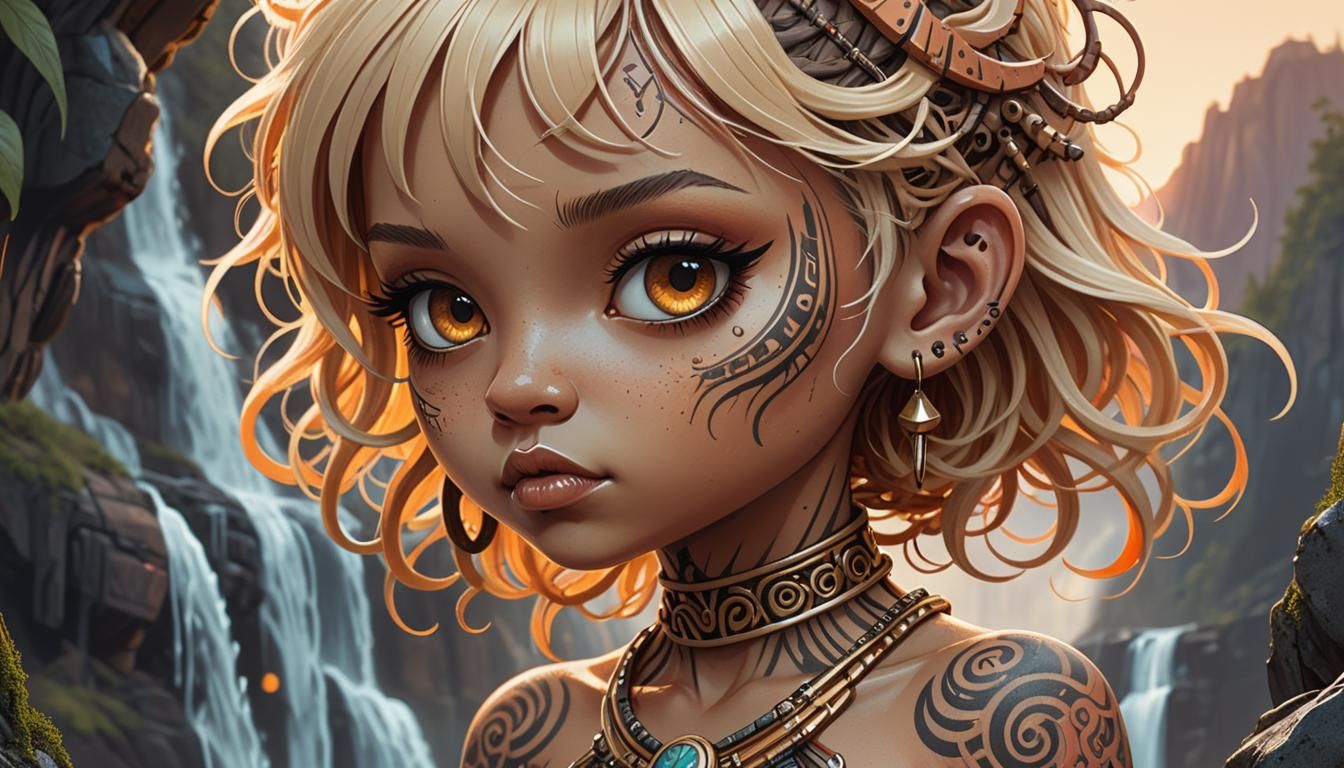 Tribal Goddess Portrait in Dark Art Nouveau Style