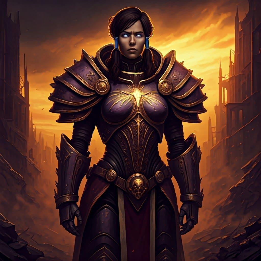 Dark Fantasy Korra as Sister of Battle in Gothic Power Armor