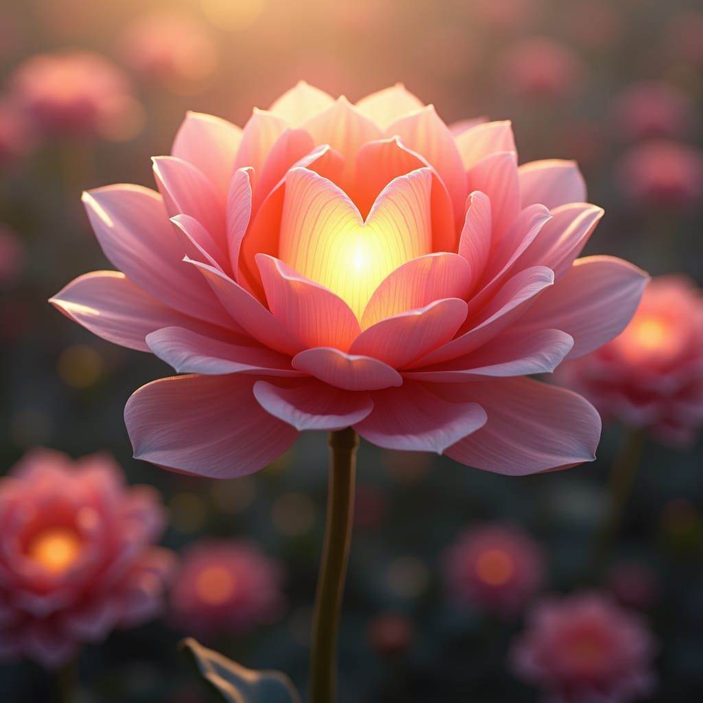 Heart Petal Flower Radiating Healing Light