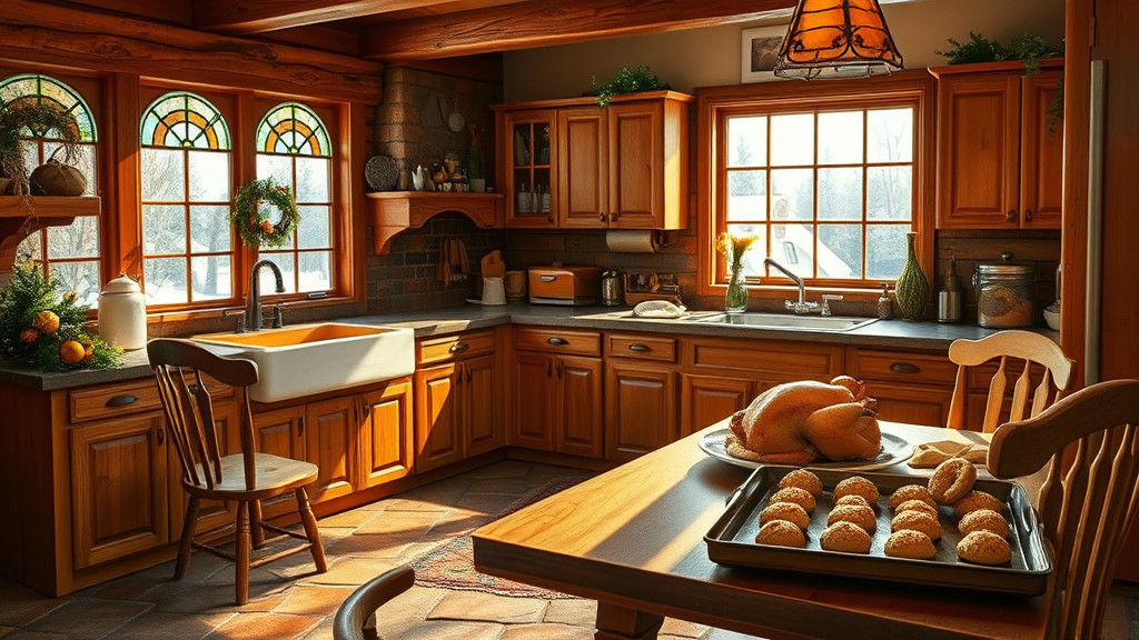 Inviting Rustic Kitchen in Norman Rockwell Style