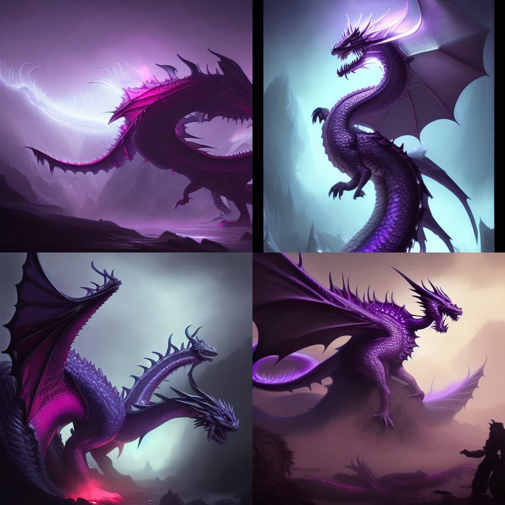 Purple Ice Dragon: Dark Fantasy Concept Art
