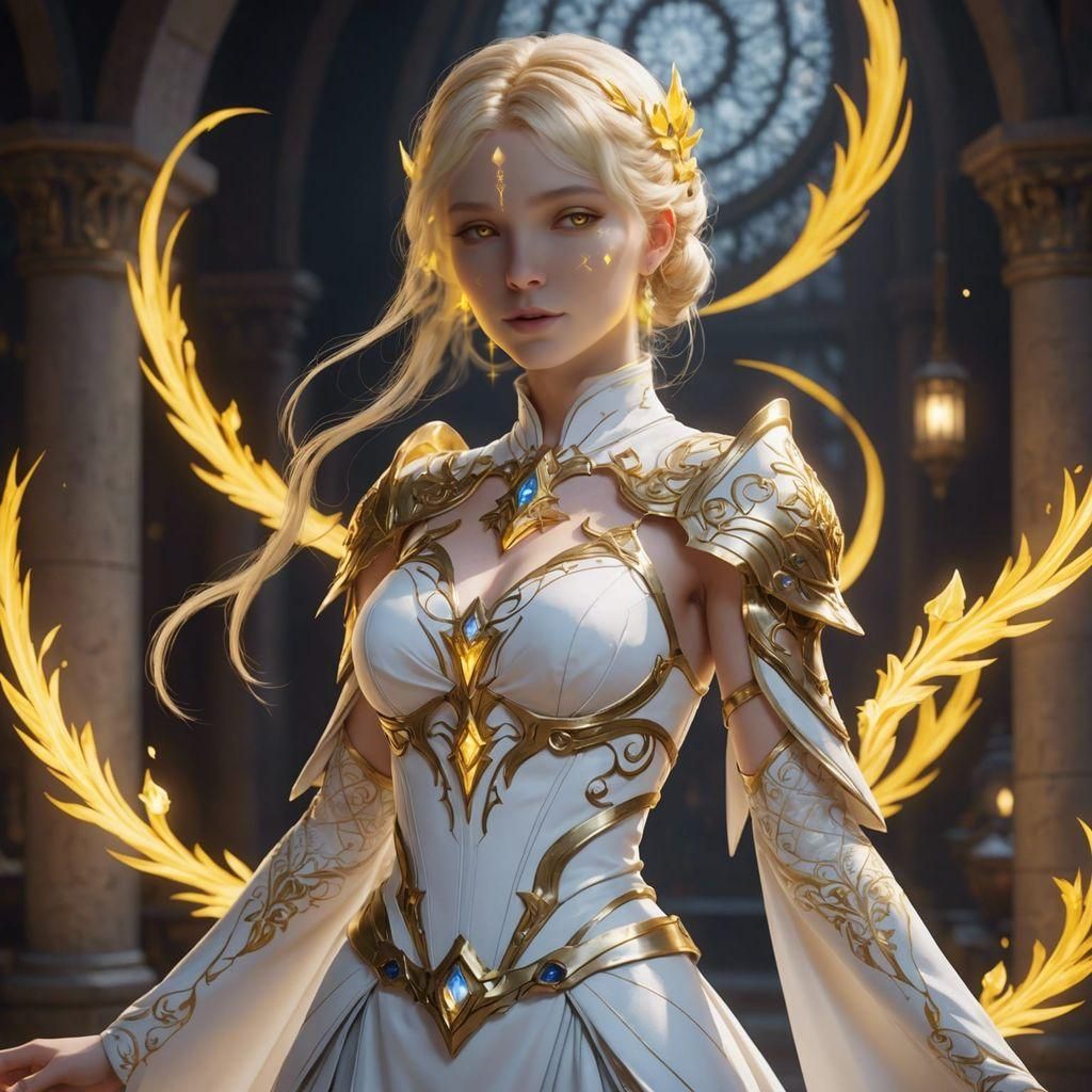 Light Mage with Glowing Tattoos in Anime Style