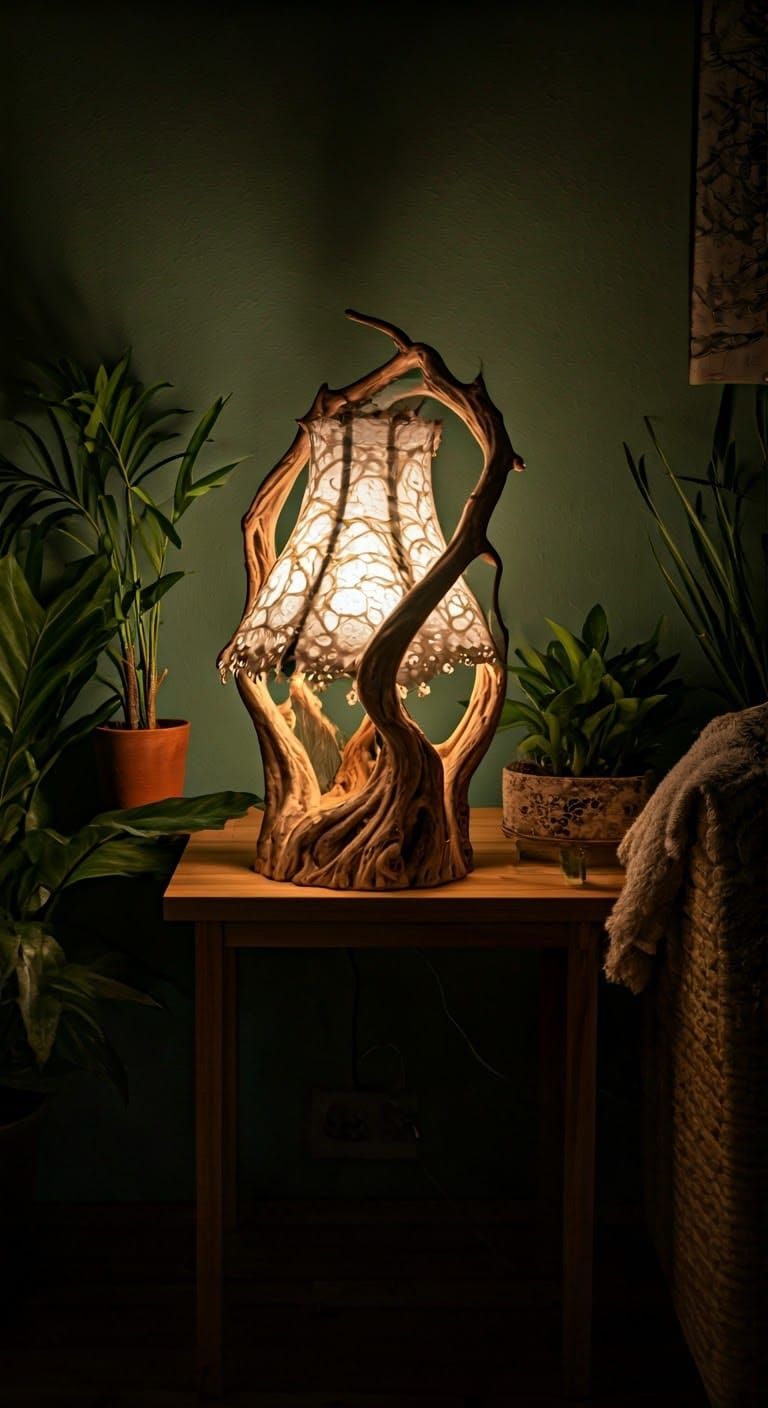 Ethereal Lamp Sculpture in a Dreamy Fantasy Style