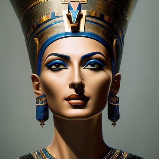 Hyperrealistic Nefertiti Portrait in Dark Fantasy Style