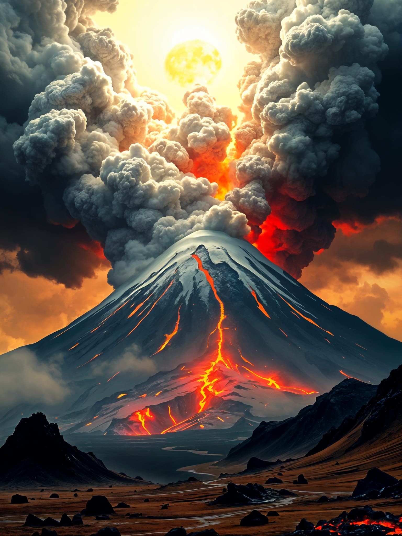 Volcanic Eruption in Surrealist Style