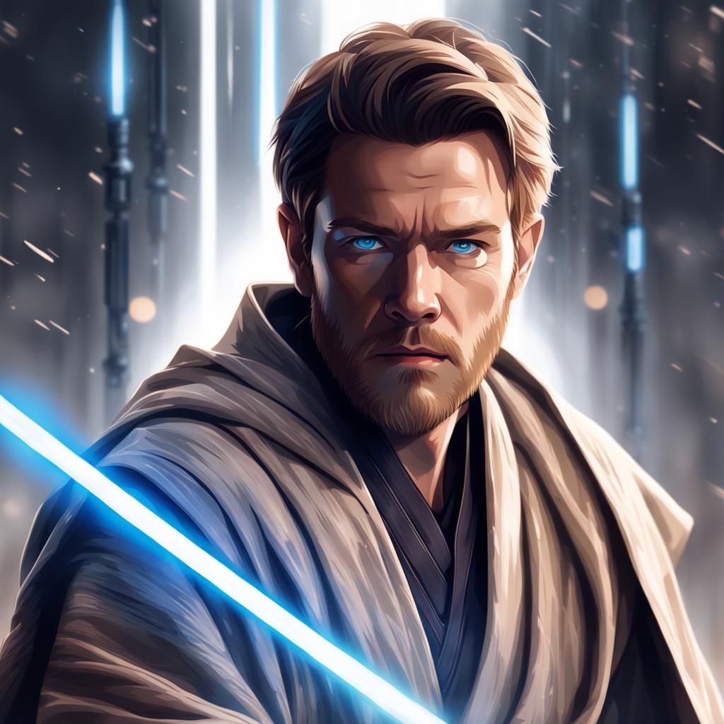 Young Obi-Wan Kenobi Portrait in Hyperrealistic Digital Art