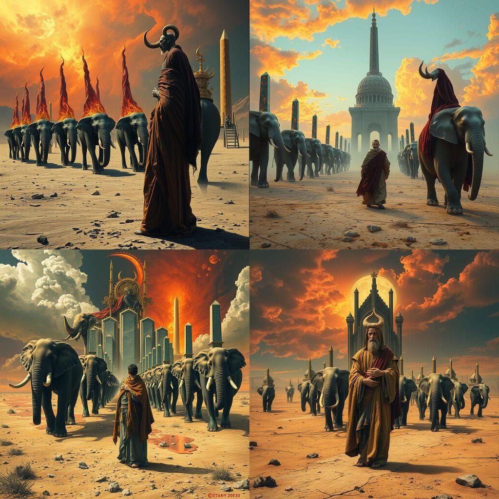 Surreal Temptation of Saint Anthony in Wasteland