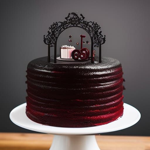 Gothic Red Velvet Birthday Cake with Steampunk Decoration
