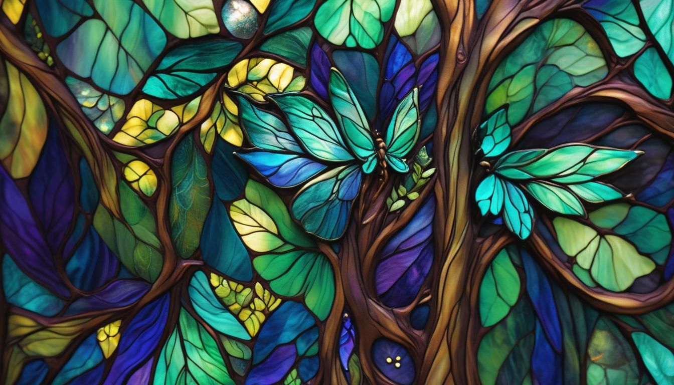 An artistic quilt-  forest fairy fantasy swamp scene depicte...