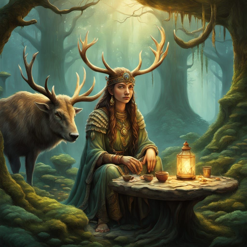 Mesolithic Shaman in Enchanted Forest Cafe: Magical Realism