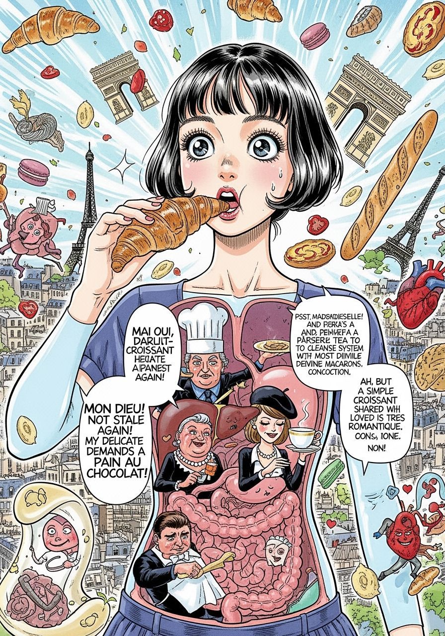 surrealist eccentric manga about a fetching French ingenue finding out her internal organs can talk to her and have stro...