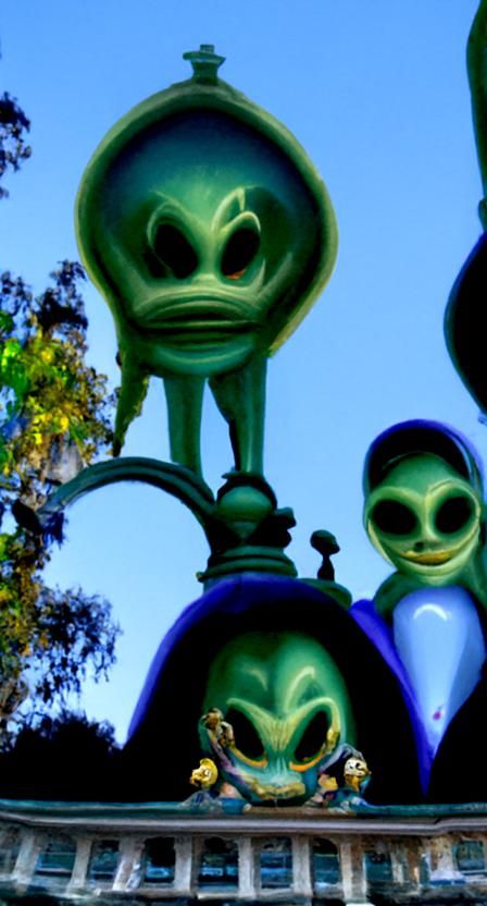 Alien Family Visits Disneyland's Haunted Mansion