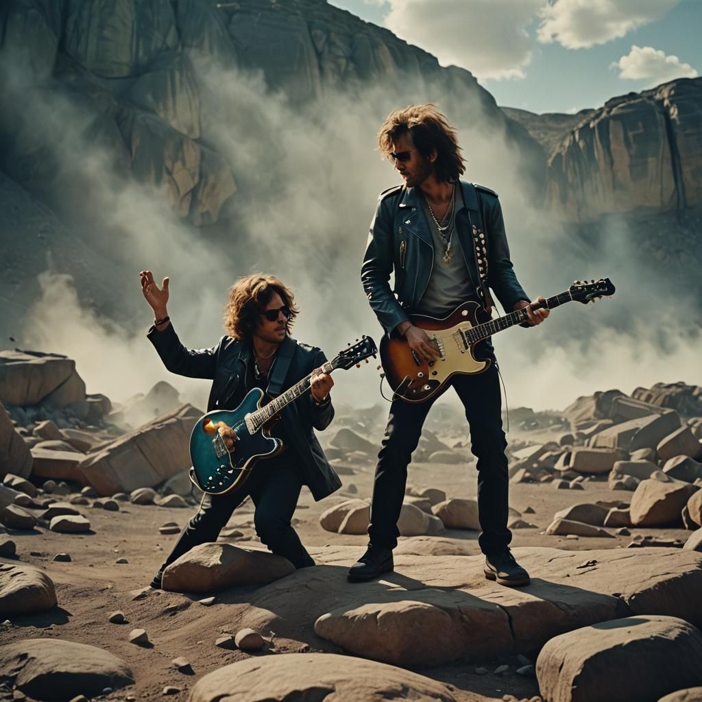 Dramatic Rock and Roll Scene in Cinematic Style