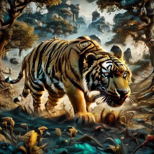 Soldier Lost in Thought Amidst a Village