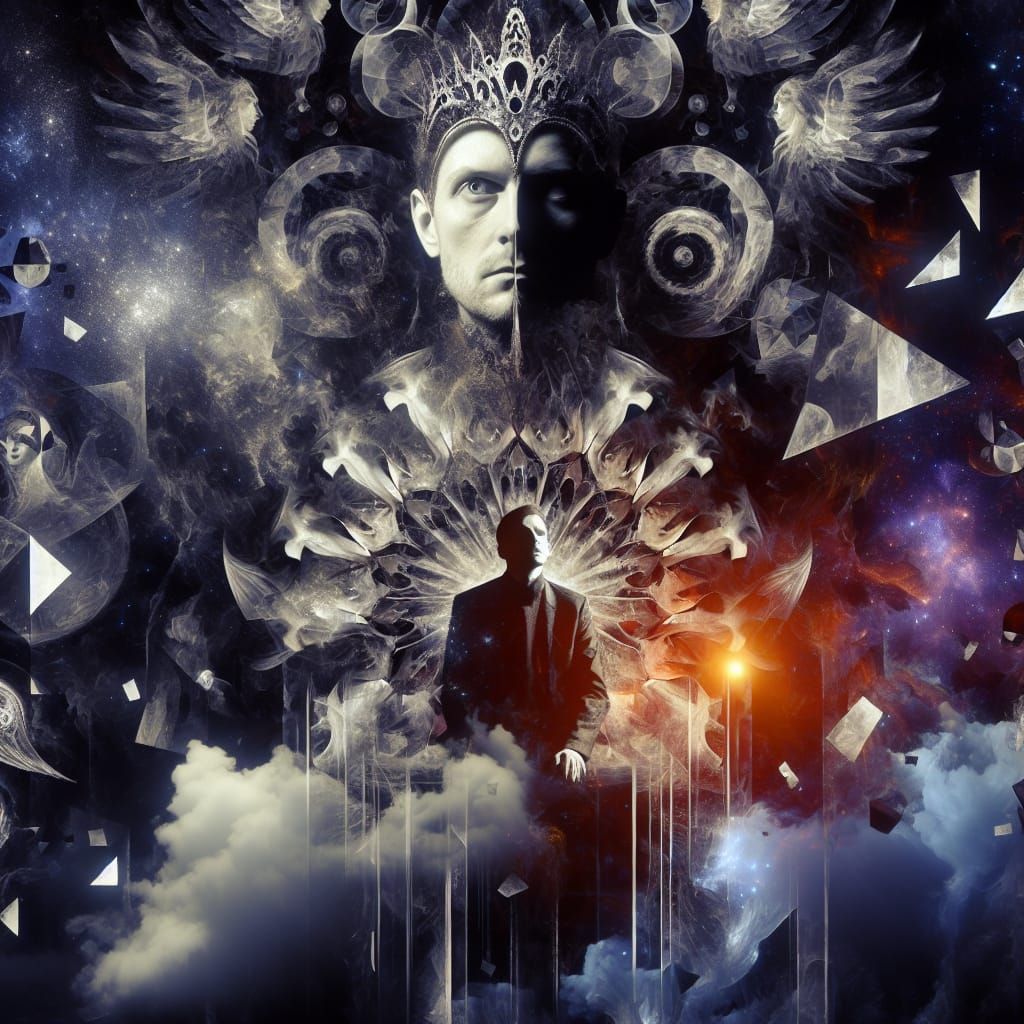 Surreal Nightmare in Gothic Dreamscape with Fragmented Shado...