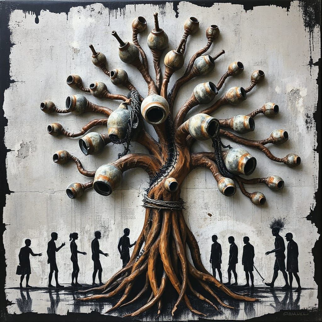 Disturbing Tree of Life in Smudged Charcoal Style