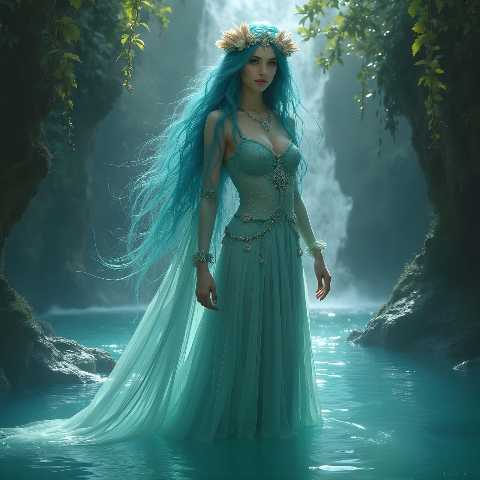 Water Nymph in Gothic Art Style