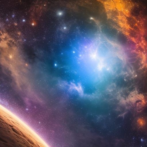 Spectacular Galaxy View from Moon Surface in Digital Art Sty...