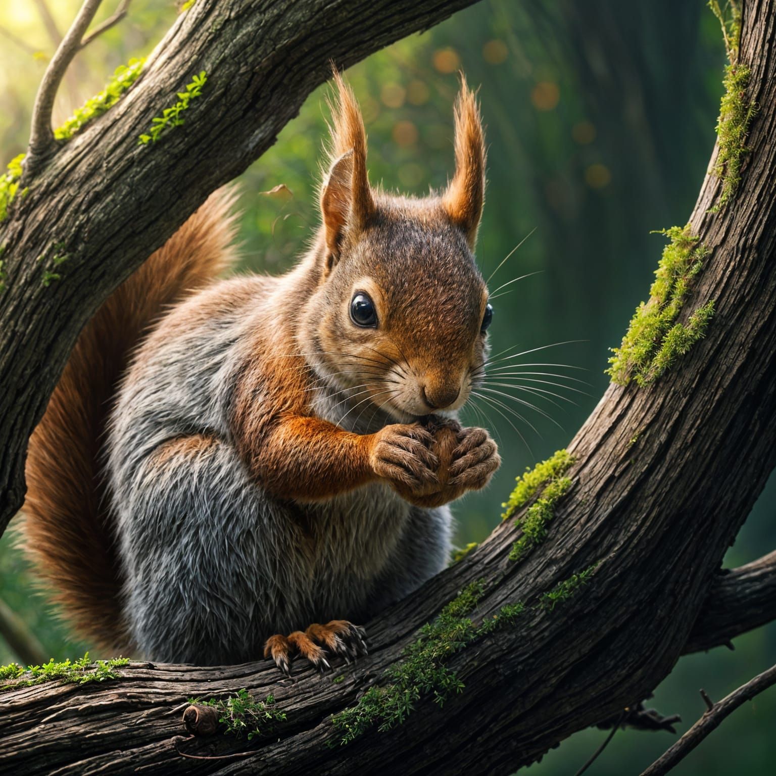 Squirrel Eating Acorn: Dramatic Digital Matte Painting