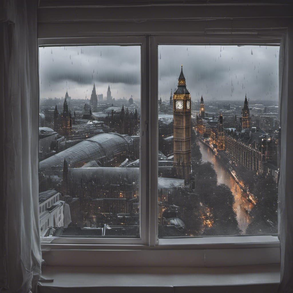 Cozy London Rainy Day Bedroom View
